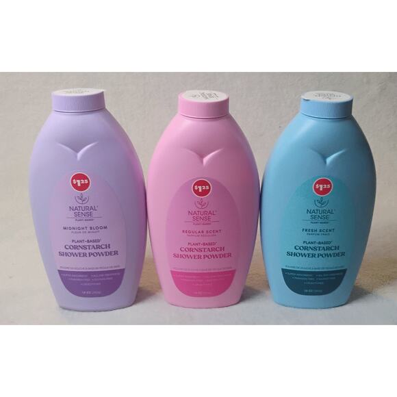 Natural Sense Plant-Based Cornstarch Shower Powder Trio - Picture 1 of 3